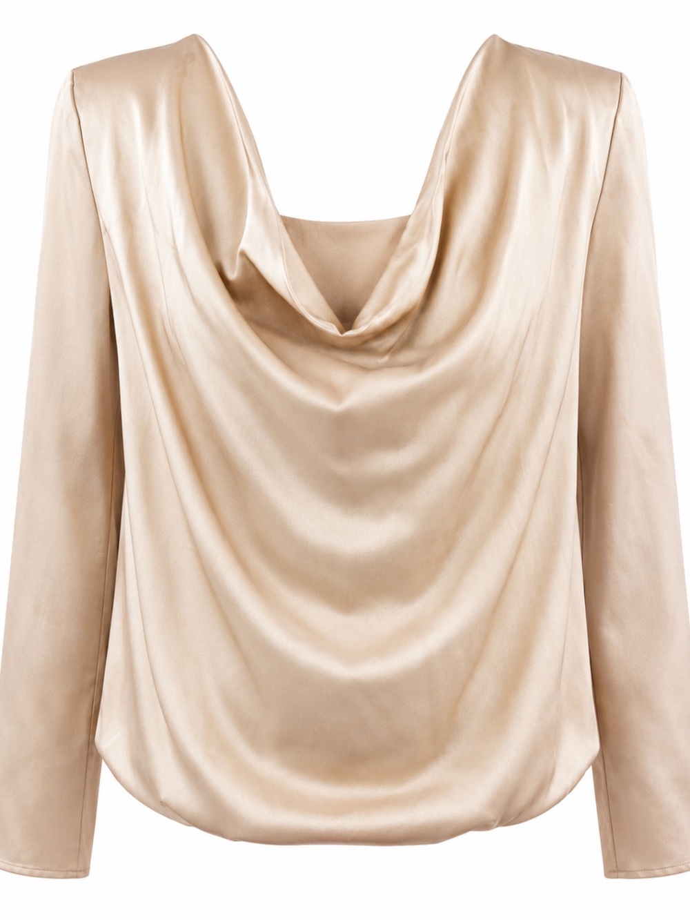 Silky‎ Satin Cowl Neck Blouse | Long Sleeve Elegant Minimalist Top